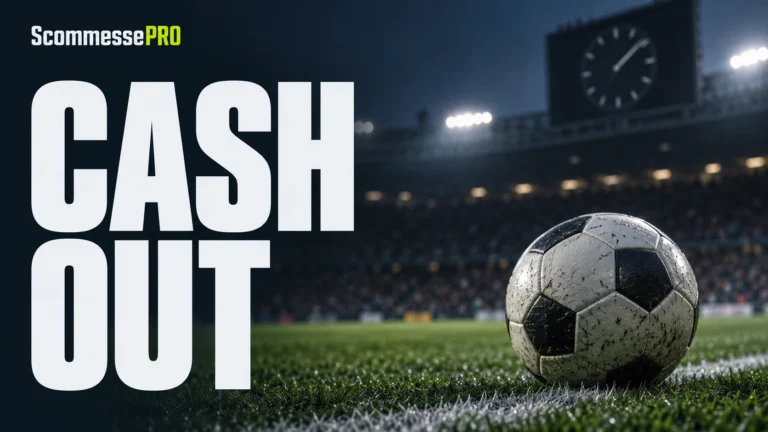 Un pallone a bordo campo con uno stadio sullo sfondo per la guida al cash out.