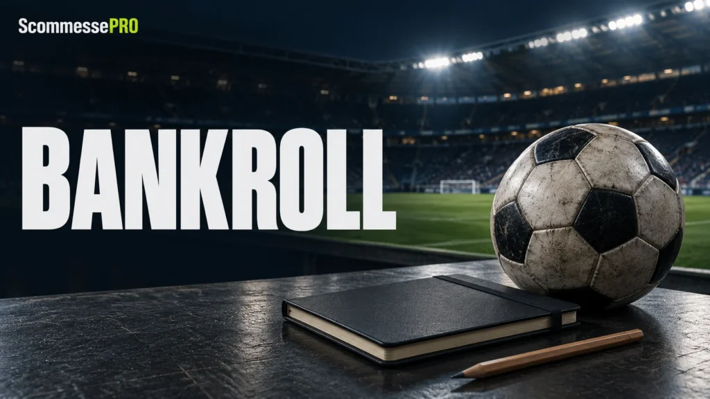 Un pallone, un quaderno chiuso e una matita per la guida al bankroll.