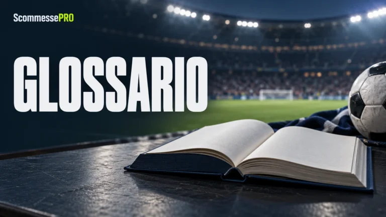 Un libro aperto e un pallone per il glossario delle scommesse sportive.