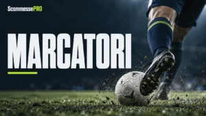 Scommesse sui marcatori: un calciatore colpisce il pallone.