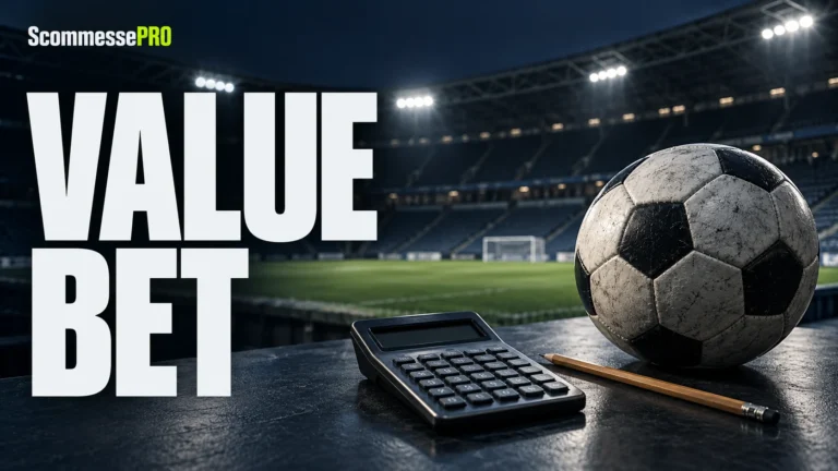 Una calcolatrice e un pallone per la guida al significato di value bet.