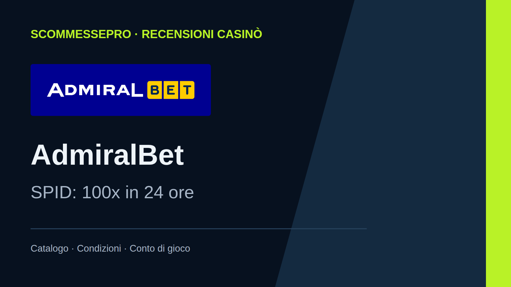 AdmiralBet casinò: recensione, SPID e bonus slot