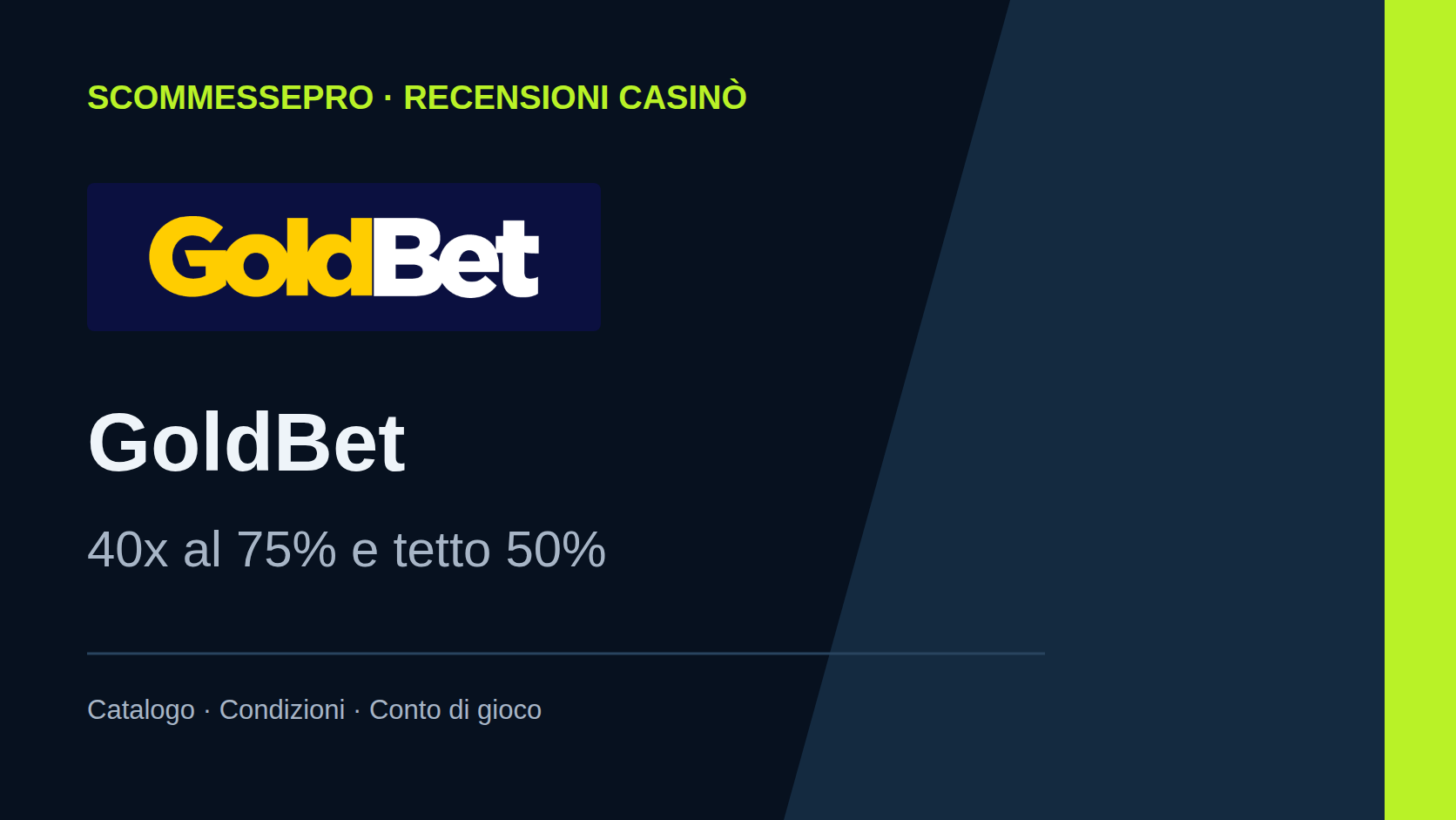 GoldBet casinò: recensione, Play Bonus e prelievi