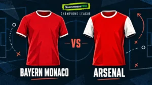 Maglie stilizzate di Bayern Monaco e Arsenal su una lavagna tattica ScommessePRO